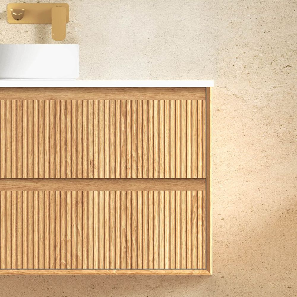 Otti Byron Fluted 1200mm Woodland Oak Wall Hung Vanity