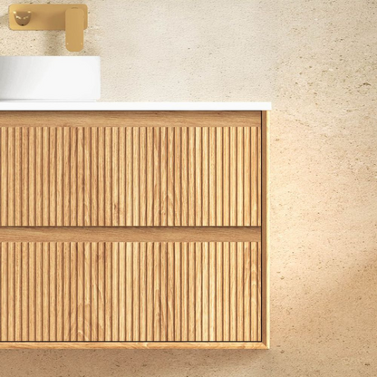 Otti Byron Fluted 1200mm Woodland Oak Wall Hung Vanity