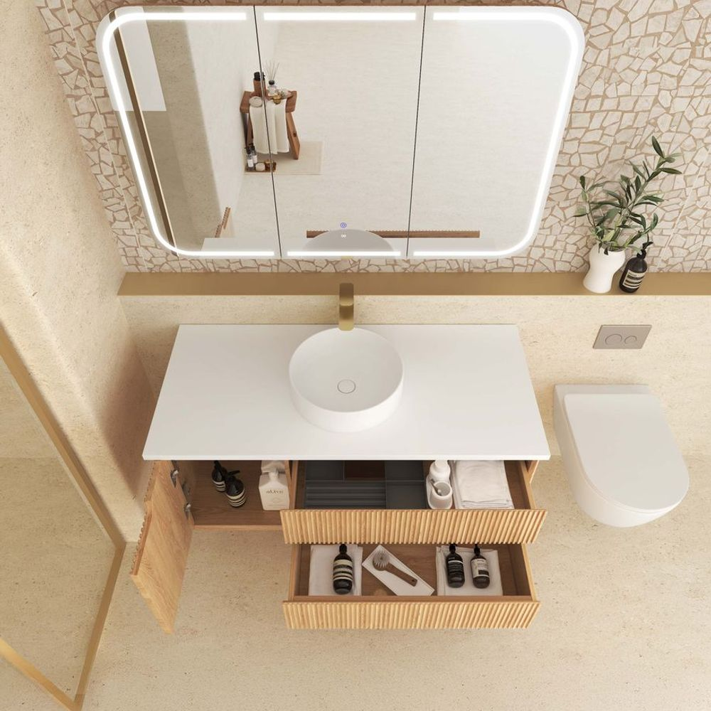 Otti Byron Fluted 1200mm Woodland Oak Wall Hung Vanity