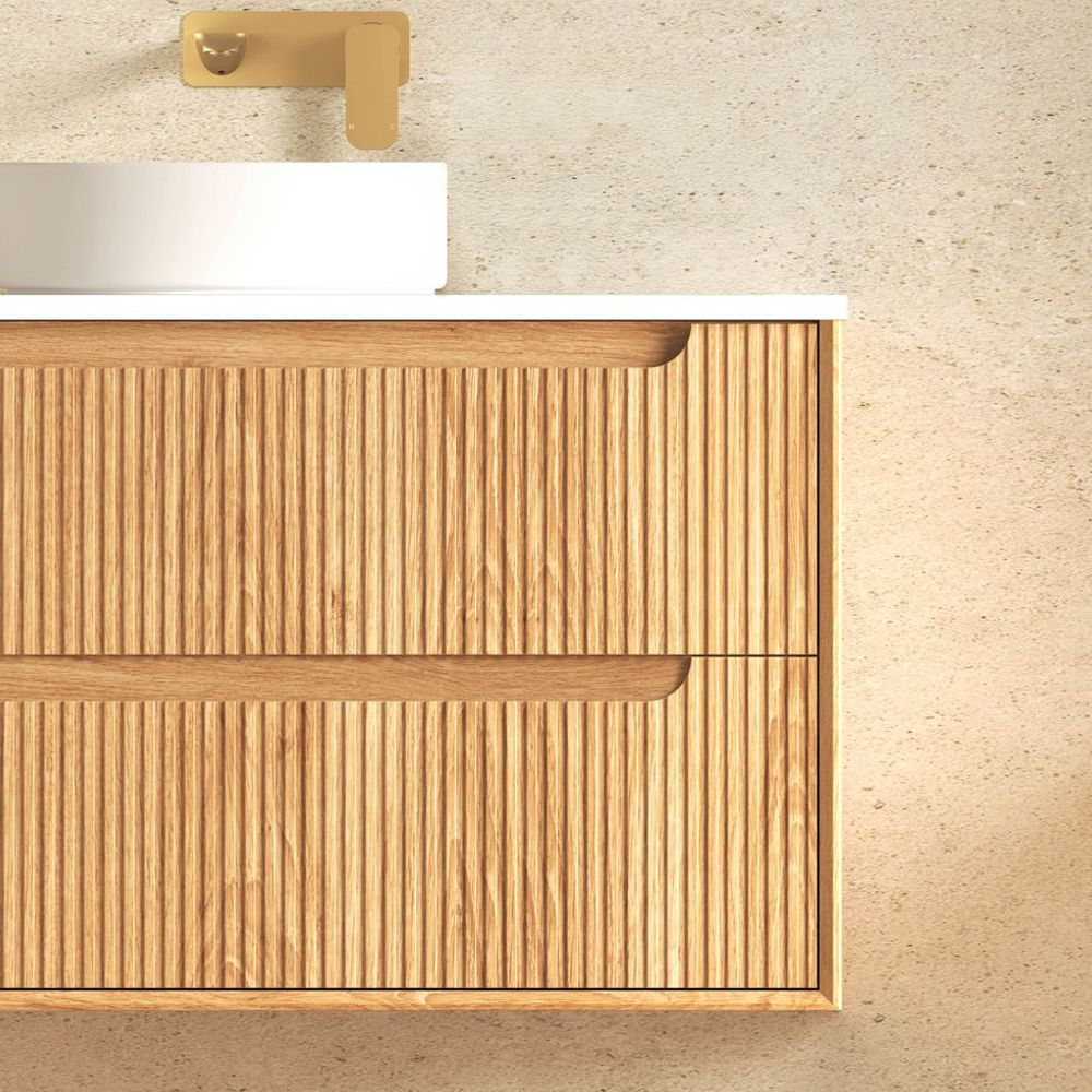 Otti Byron Fluted 1500mm Woodland Oak Wall Hung Vanity