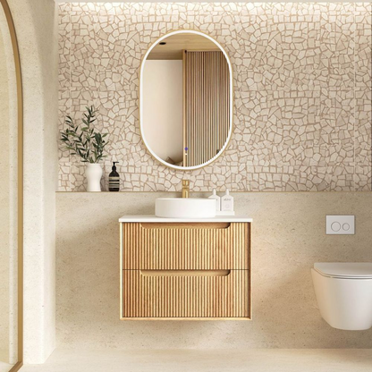 Otti Byron Fluted 750mm Woodland Oak Wall Hung Vanity