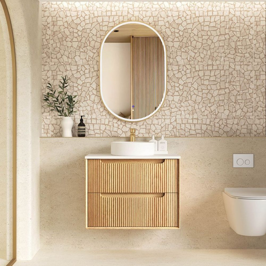 Otti Byron Fluted 750mm Woodland Oak Wall Hung Vanity
