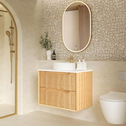 Otti Byron Fluted 750mm Woodland Oak Wall Hung Vanity
