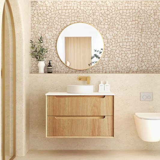 Otti Byron Fluted 900mm Woodland Oak Wall Hung Vanity