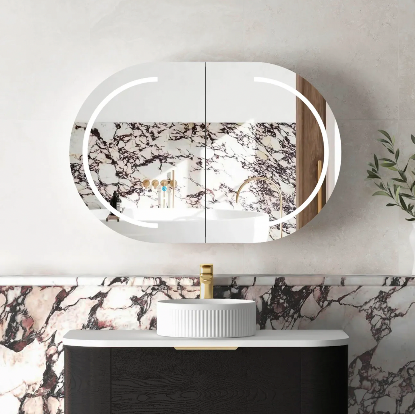 Otti Bondi LED Mirror Cabinet  Oak 900mm