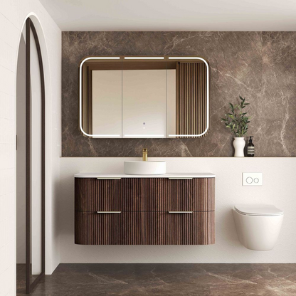 Otti Havana 1200mm Sable Walnut Fluted Wall Hung Vanity