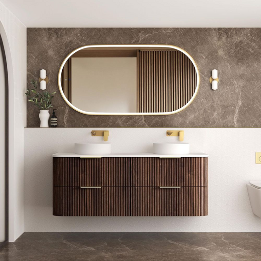 Otti Havana 1500mm Sable Walnut Fluted Wall Hung Vanity