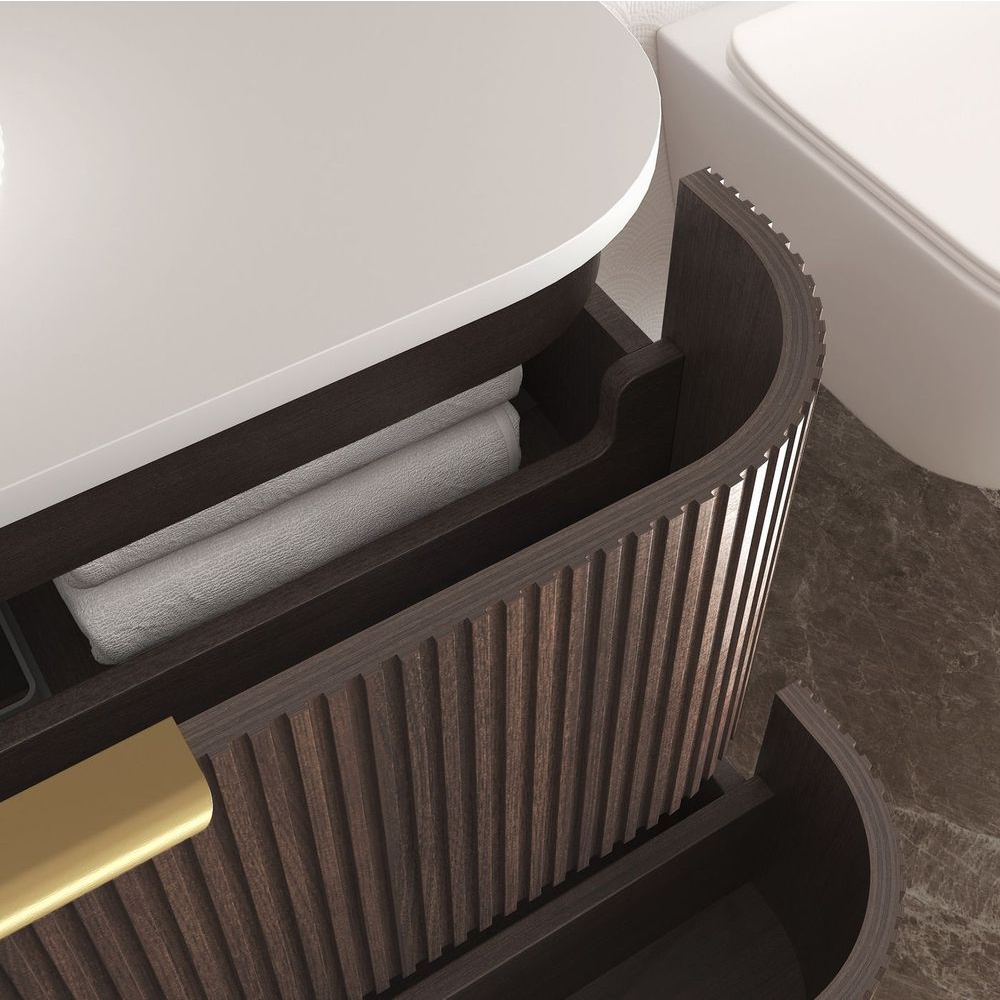 Otti Havana 1800mm Sable Walnut Fluted Wall Hung Vanity