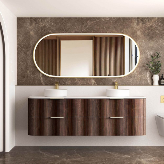 Otti Havana 1800mm Sable Walnut Fluted Wall Hung Vanity