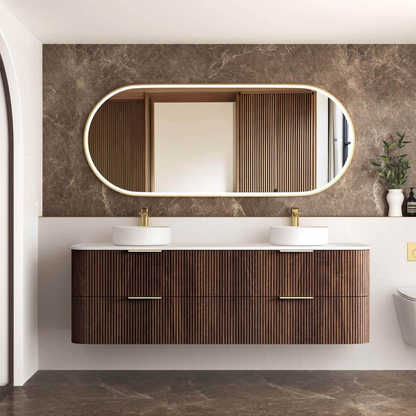 Otti Havana 1800mm Sable Walnut Fluted Wall Hung Vanity