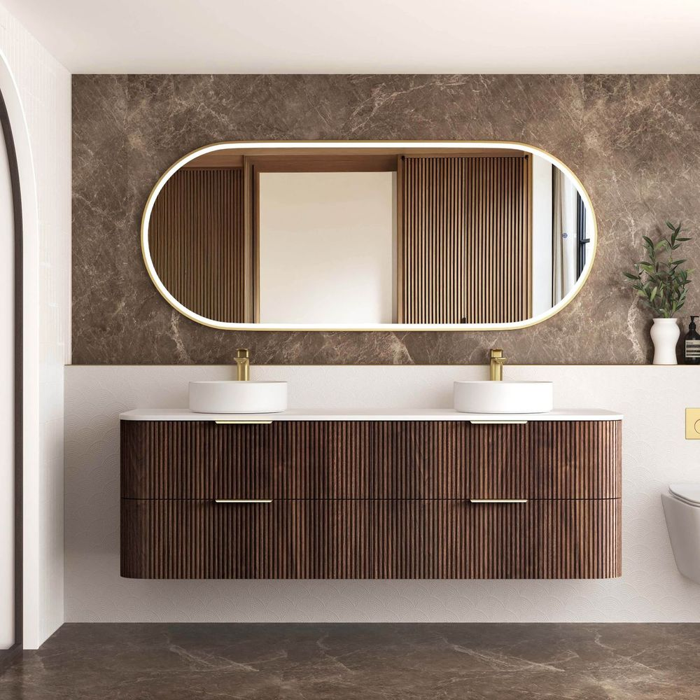 Otti Havana 1800mm Sable Walnut Fluted Wall Hung Vanity