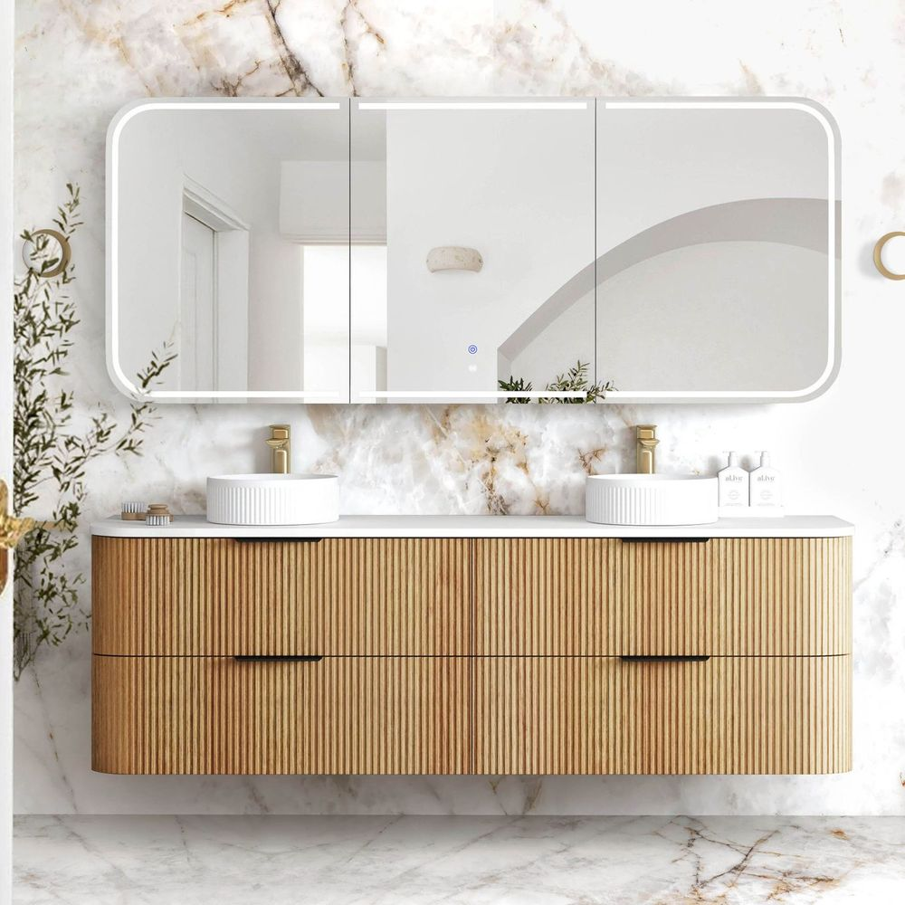 Otti Havana 1800mm Woodland Oak Fluted Wall Hung Vanity