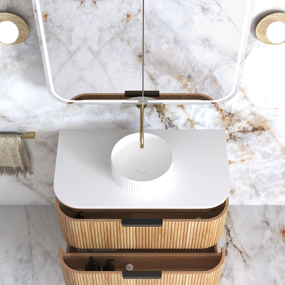 Otti Havana 900mm Woodland Oak Fluted Wall Hung Vanity
