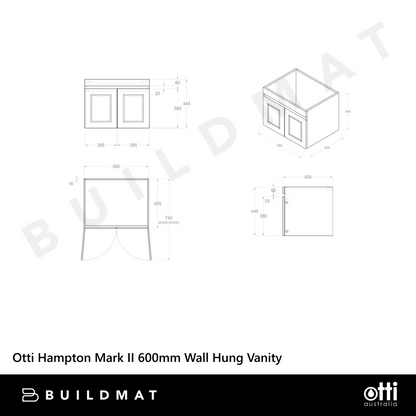 Otti Hampton Mark II 600mm Satin White Wall Hung Vanity