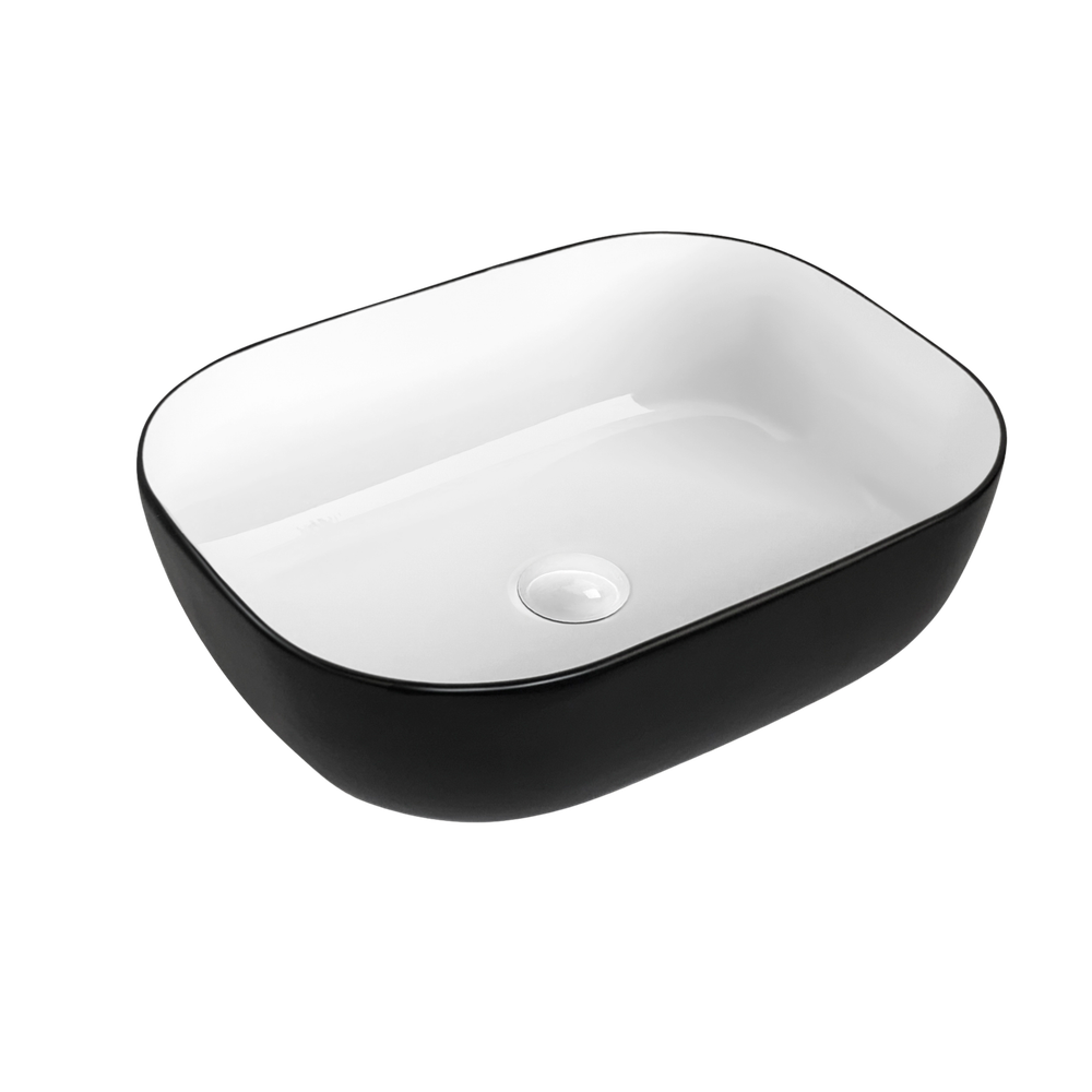 Otti Artis O'96 455x325mm Oval Basin Ultra Slim Matte Black & Gloss White
