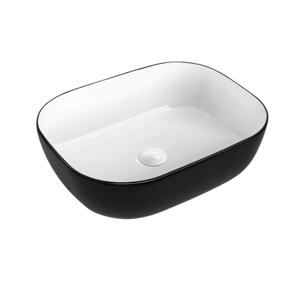 Otti Artis O'96 455x325mm Oval Basin Ultra Slim Matte Black & Gloss White
