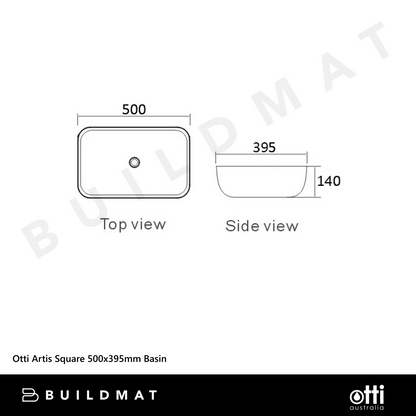 Otti Artis Square 500x395mm Basin Matte Black & Matte White