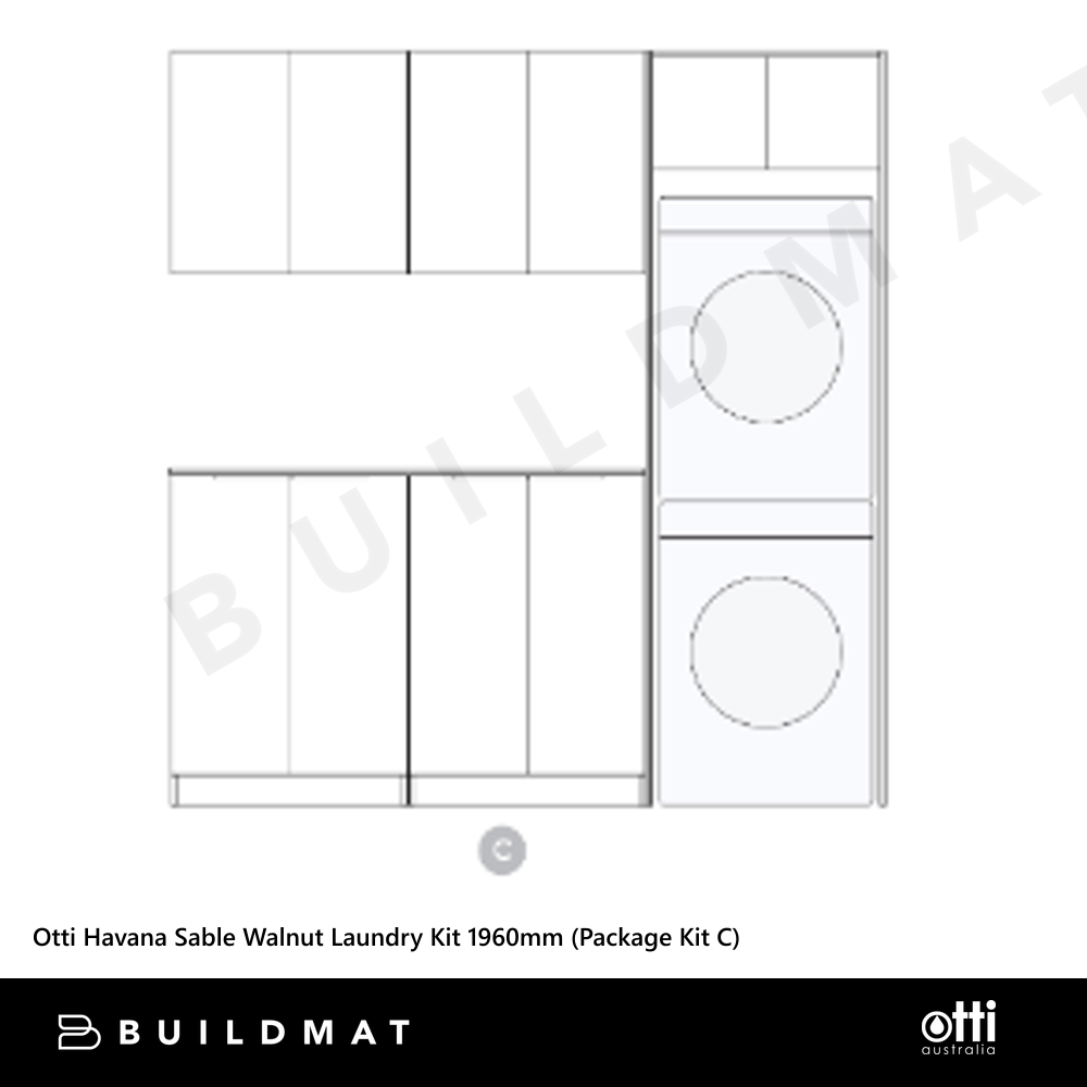 Otti Havana Sable Walnut Laundry Kit 1960mm (Package Kit C)