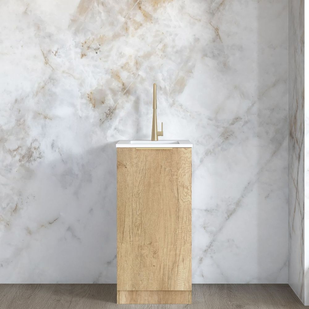 Otti Mini Laundry Kit 430mm Byron/Bondi Natural Oak with Pure White Top
