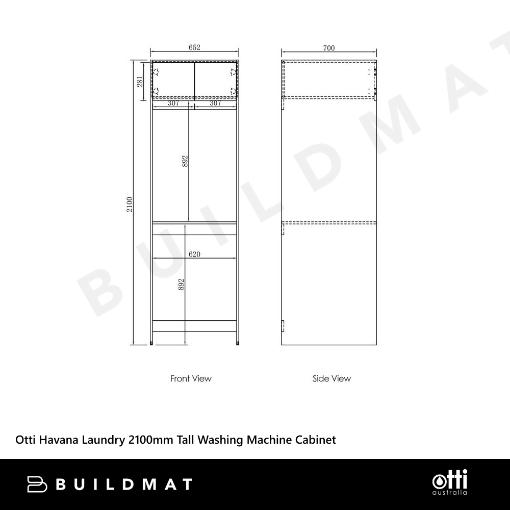 Otti Havana Sable Walnut Tall Washing Machine Laundry Cabinet 2100mm