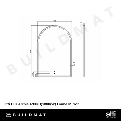 Otti LED Archie 1200mm Black Metal Frame Mirror