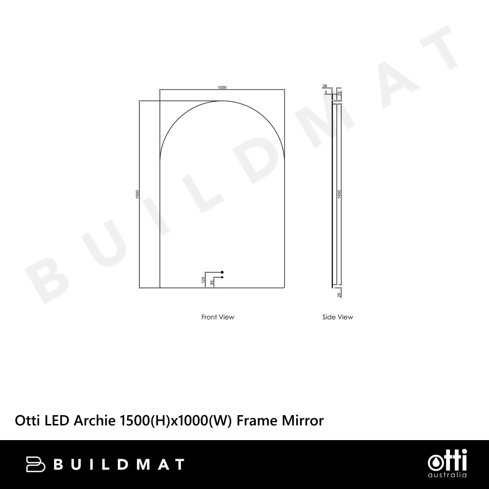Otti LED Archie 1500mm Frameless Mirror