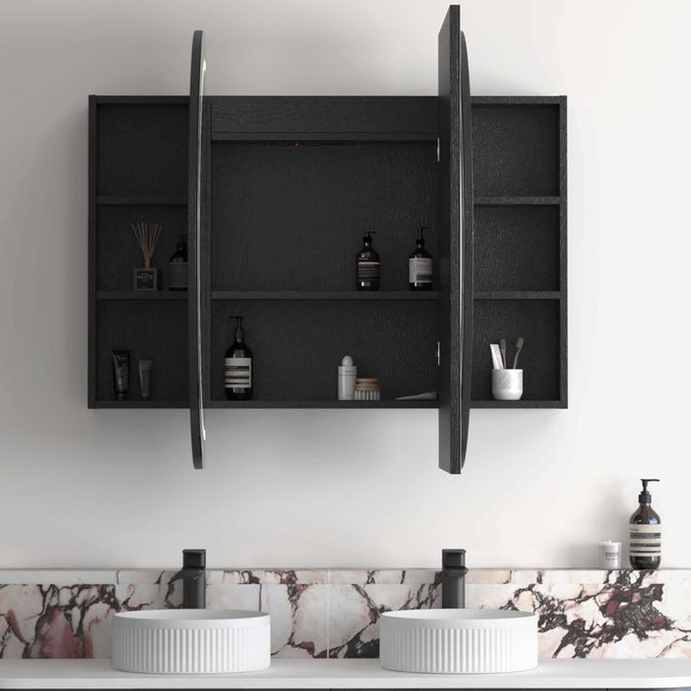 Otti LED Bondi 1500mm Black Oak Shaving Cabinet Premium Edition