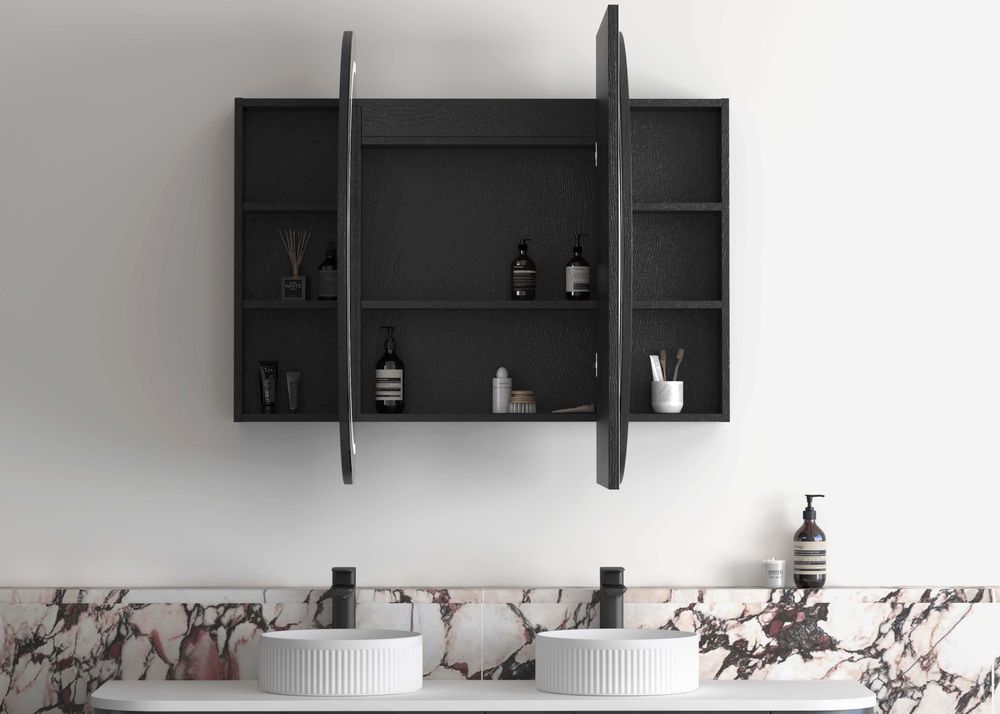 Otti LED Bondi 1500mm Black Oak Shaving Cabinet