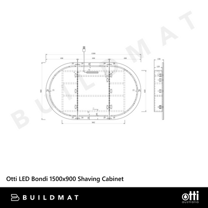 Otti LED Bondi 1500mm White Shaving Cabinet