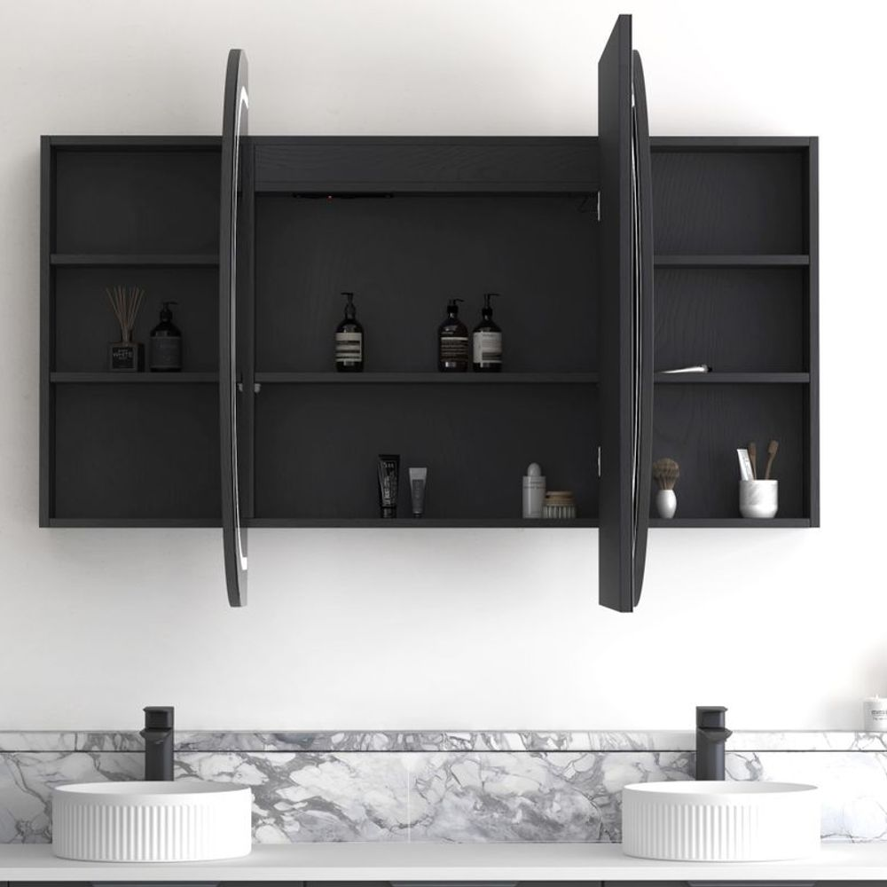 Otti LED Bondi 1800mm Black Oak Shaving Cabinet Premium Edition