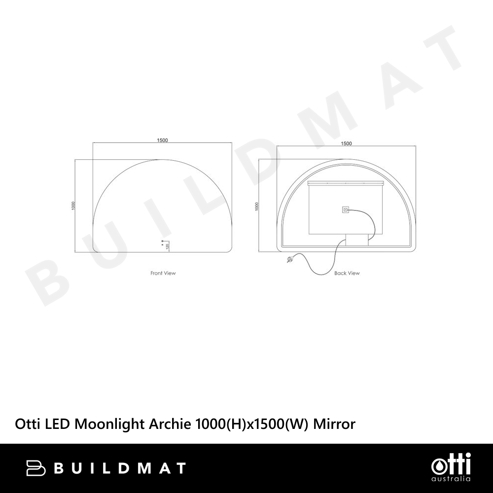 Otti LED Moonlight Archie 1000mm Frameless Mirror