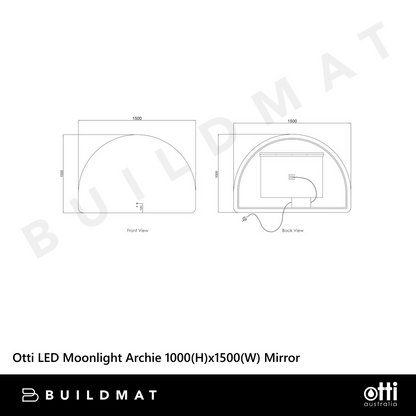Otti LED Moonlight Archie 1000mm Frameless Mirror