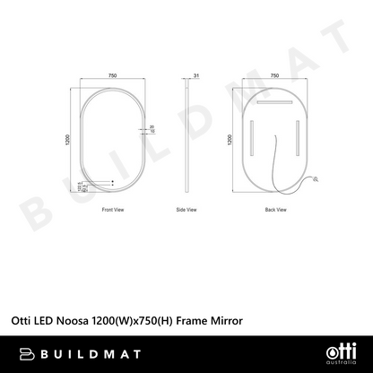 Otti LED Noosa 1200mm Gold Metal Frame Mirror Install Horizontal or Vertical