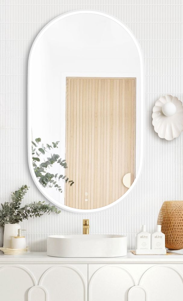 Otti LED Noosa 1200mm White Metal Frame Mirror Install Horizontal or Vertical