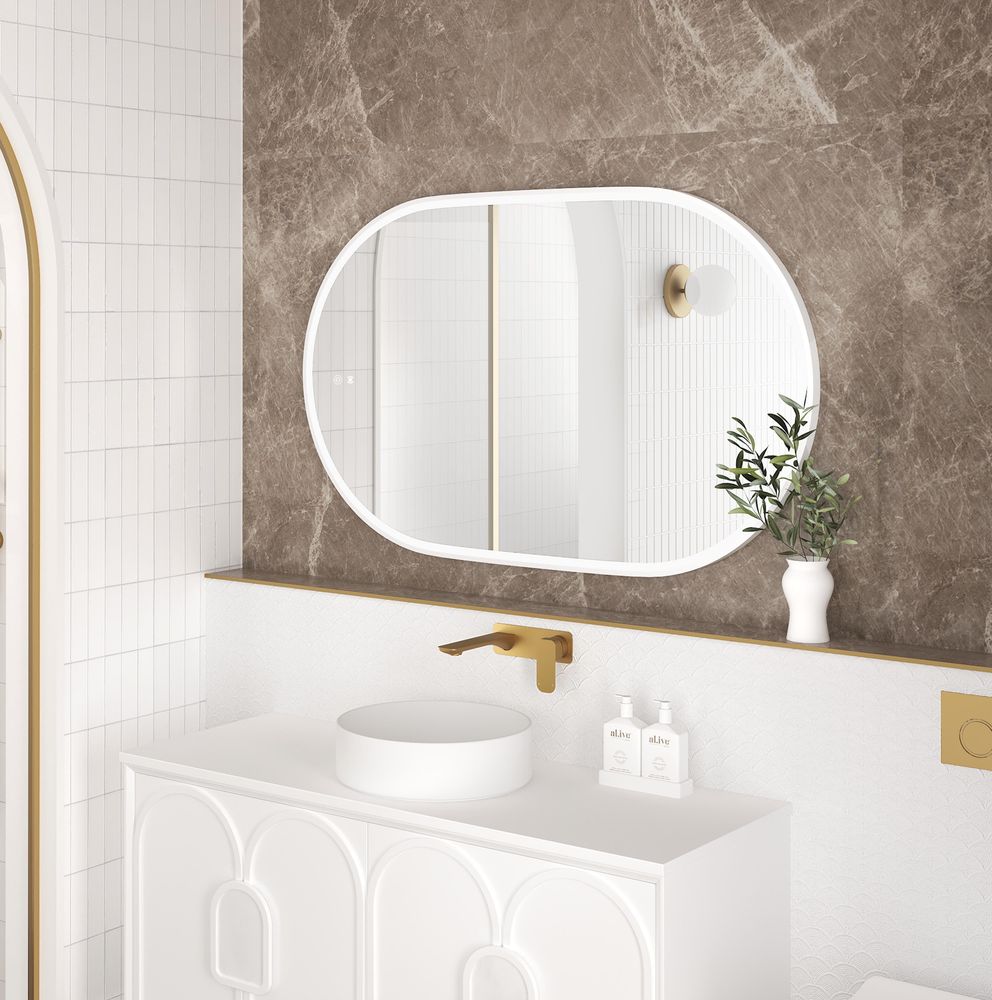 Otti LED Noosa 1200mm White Metal Frame Mirror Install Horizontal or Vertical