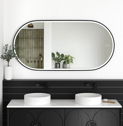 Otti LED Noosa 1500mm Black Metal Frame Mirror Install Horizontal or Vertical