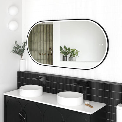 Otti LED Noosa 1500mm Black Metal Frame Mirror Install Horizontal or Vertical