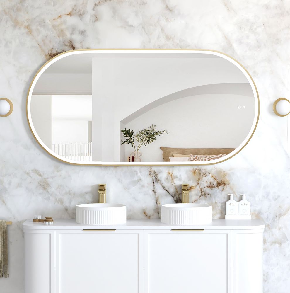 Otti LED Noosa 1500mm Gold Metal Frame Mirror Install Horizontal or Vertical