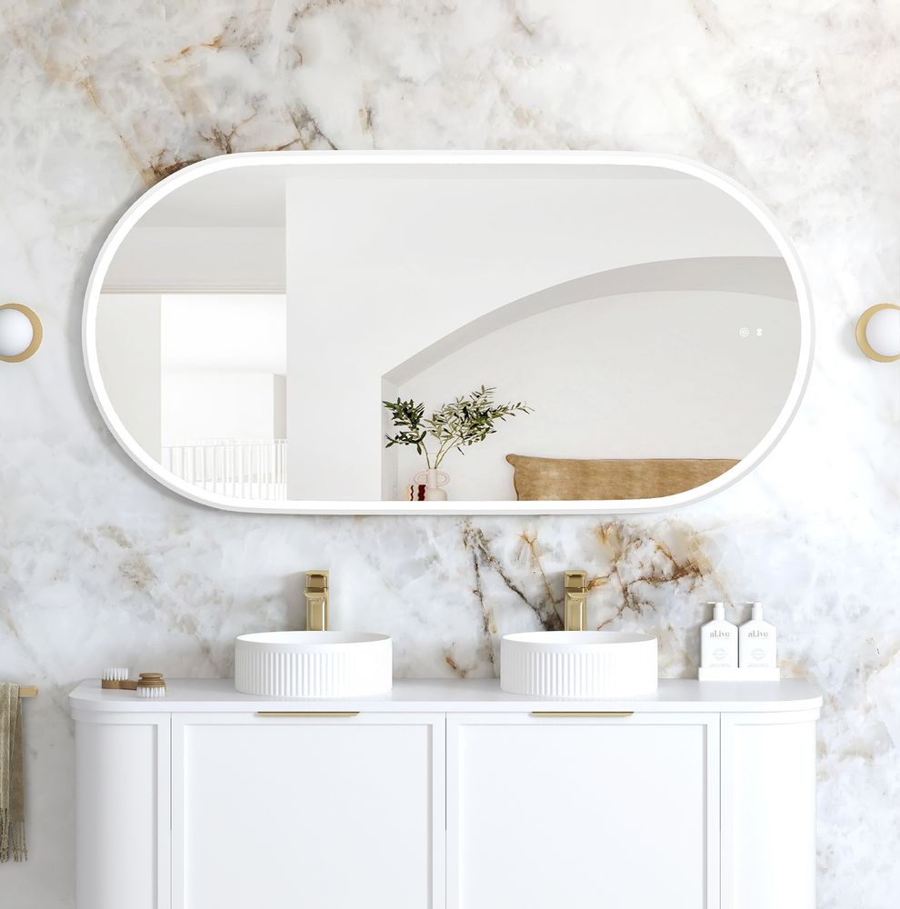 Otti LED Noosa 1500mm White Metal Frame Mirror Install Horizontal or Vertical