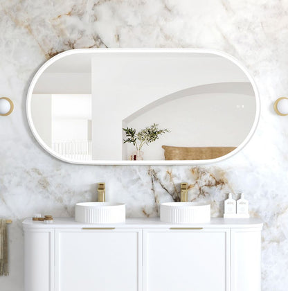 Otti LED Noosa 1500mm White Metal Frame Mirror Install Horizontal or Vertical