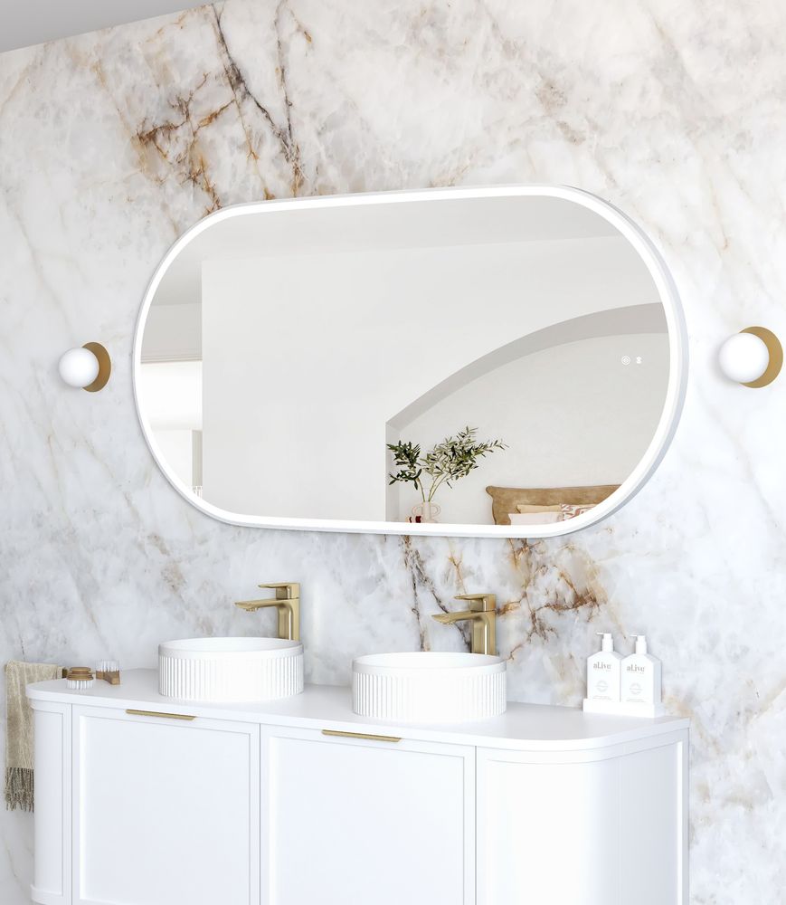 Otti LED Noosa 1500mm White Metal Frame Mirror Install Horizontal or Vertical