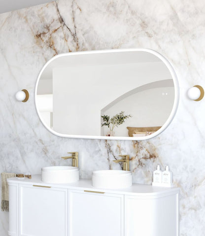 Otti LED Noosa 1500mm White Metal Frame Mirror Install Horizontal or Vertical