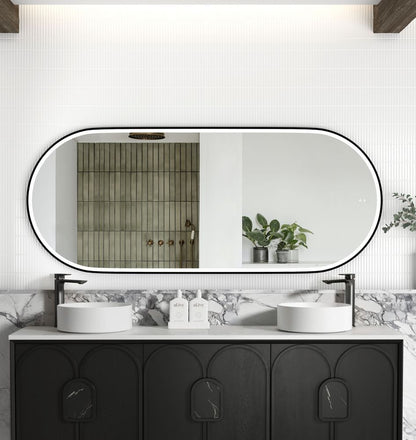 Otti LED Noosa 1800mm Black Metal Frame Mirror Install Horizontal or Vertical