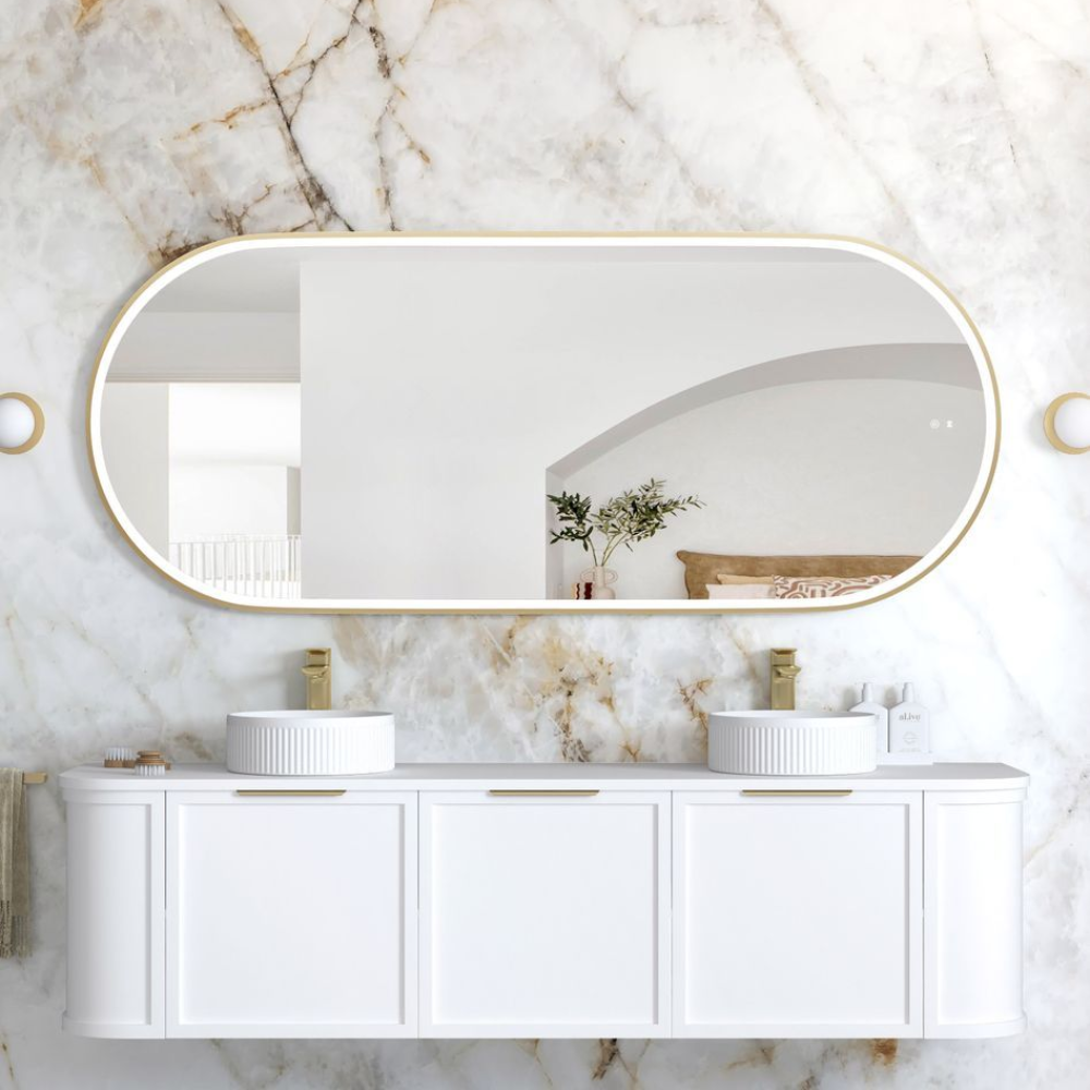 Otti LED Noosa 1800mm Gold Metal Frame Mirror Install Horizontal or Vertical