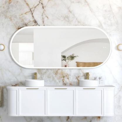 Otti LED Noosa 1800mm White Metal Frame Mirror Install Horizontal or Vertical
