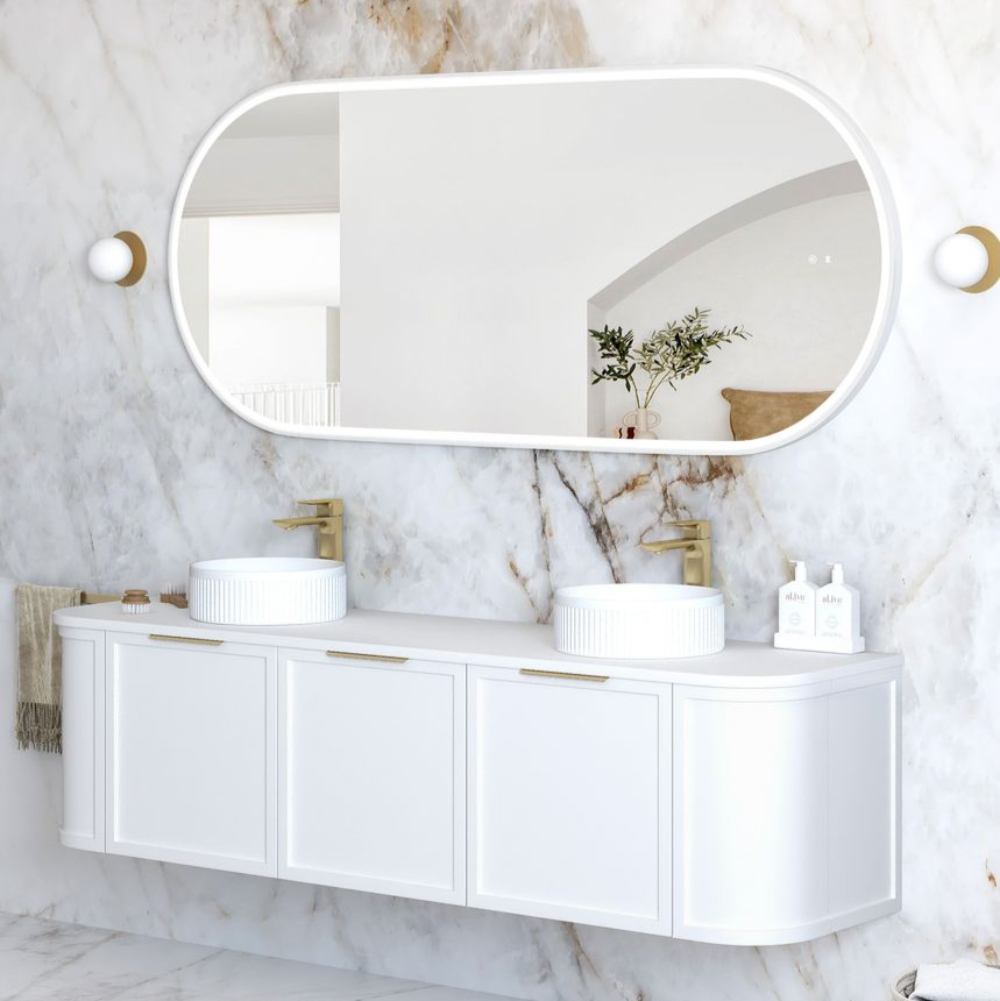 Otti LED Noosa 1800mm White Metal Frame Mirror Install Horizontal or Vertical