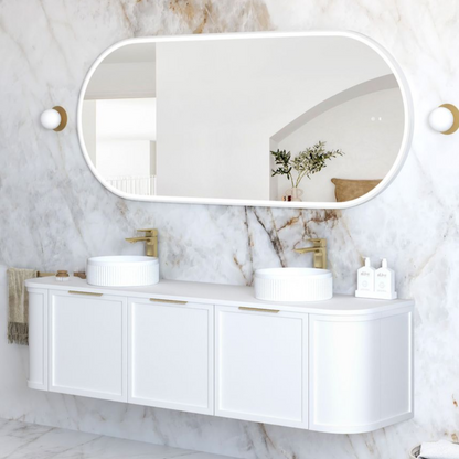 Otti LED Noosa 1800mm White Metal Frame Mirror Install Horizontal or Vertical