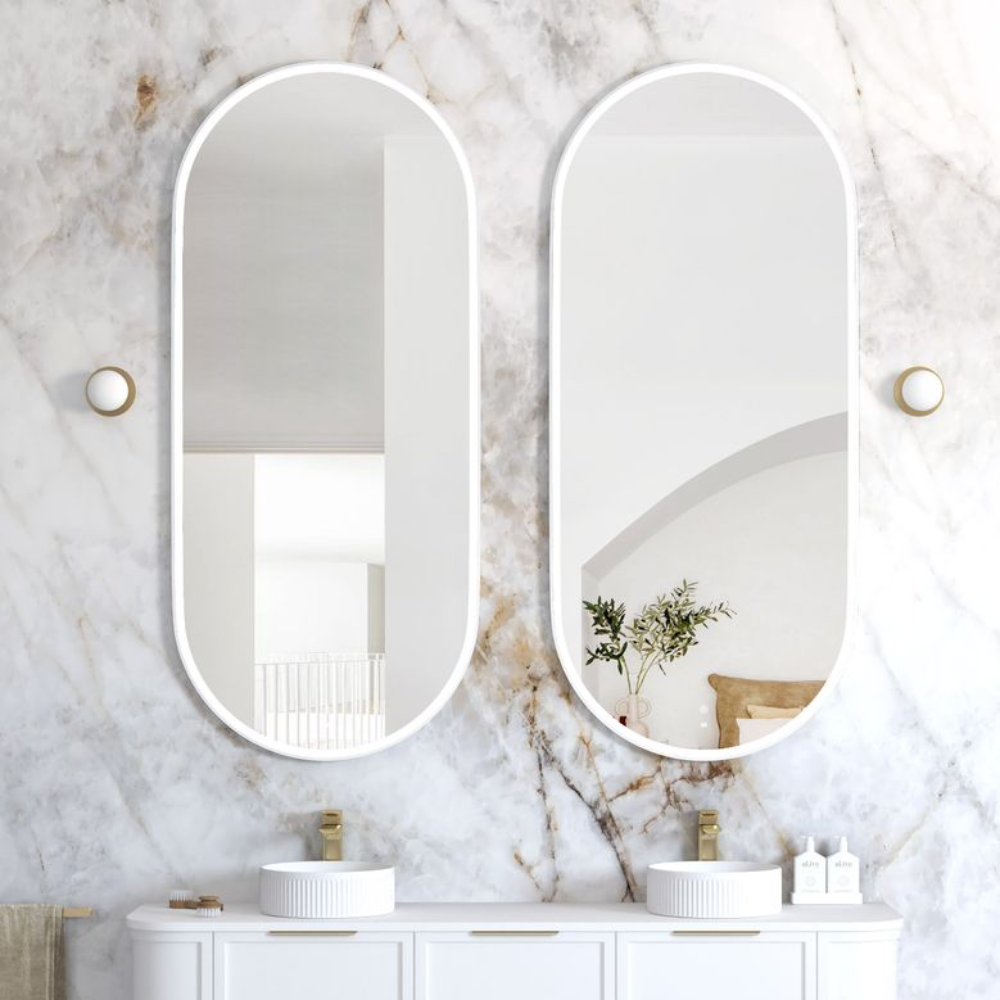 Otti LED Noosa 1800mm White Metal Frame Mirror Install Horizontal or Vertical