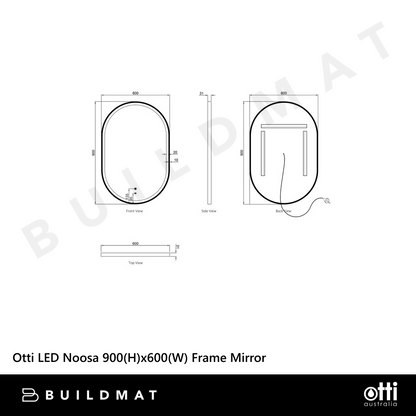 Otti LED Noosa 900mm Gold Metal Frame Mirror Install Horizontal or Vertical