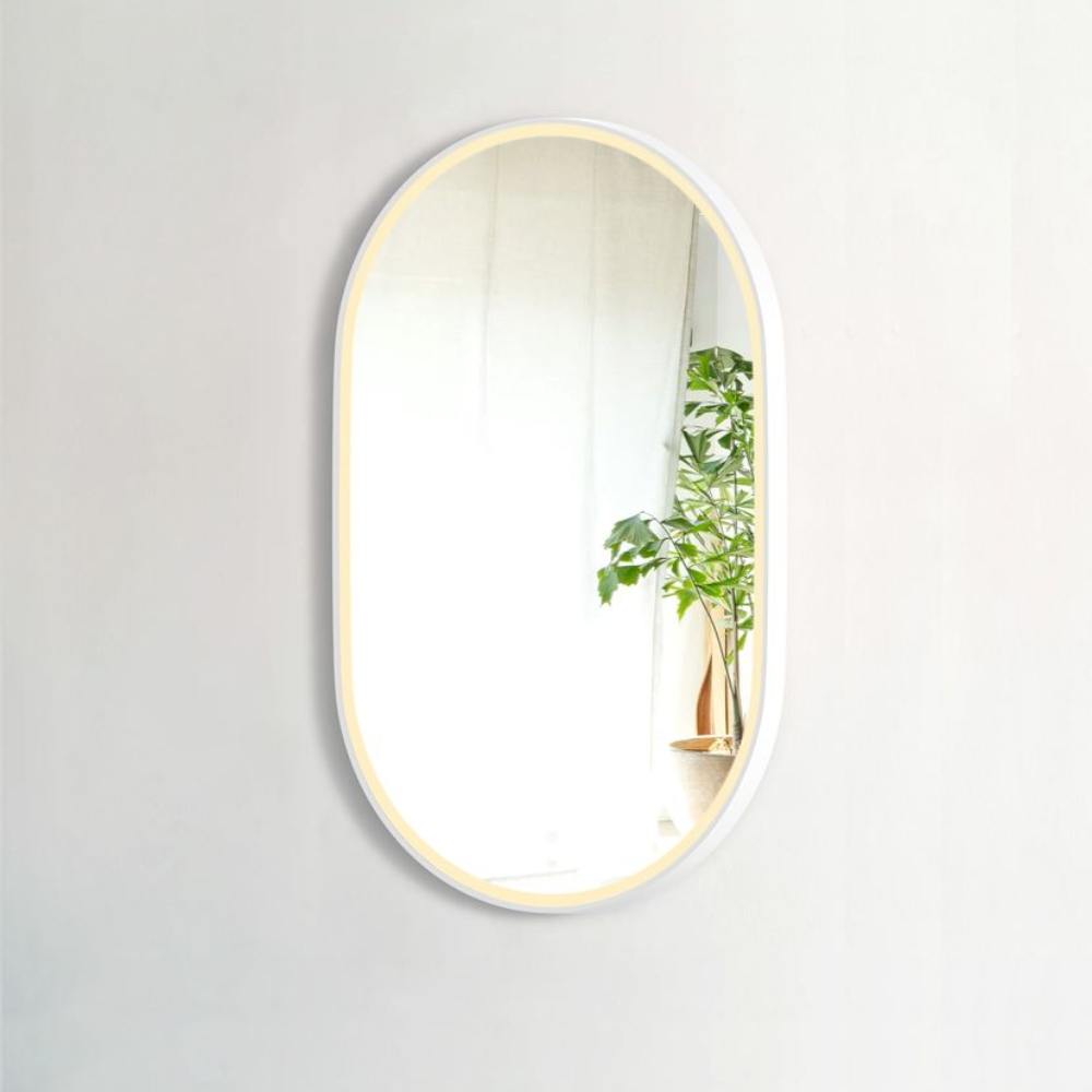 Otti LED Noosa 900mm White Metal Frame Mirror Install Horizontal or Vertical